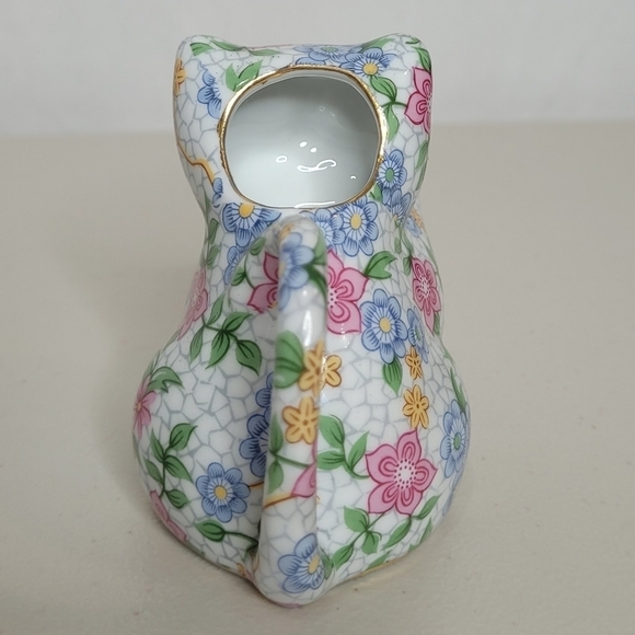 Two's Company Chintz Alexandra 3" Porcelain Floral Kitten Cream Pitcher - Picture 3 of 8